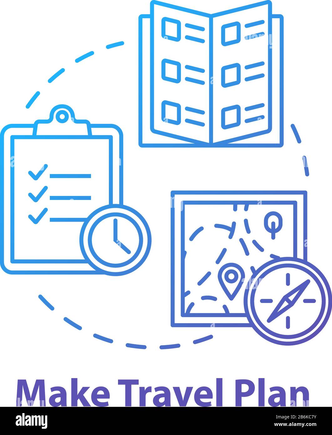 Make travel plan concept icon. Organized tour schedule, vacation