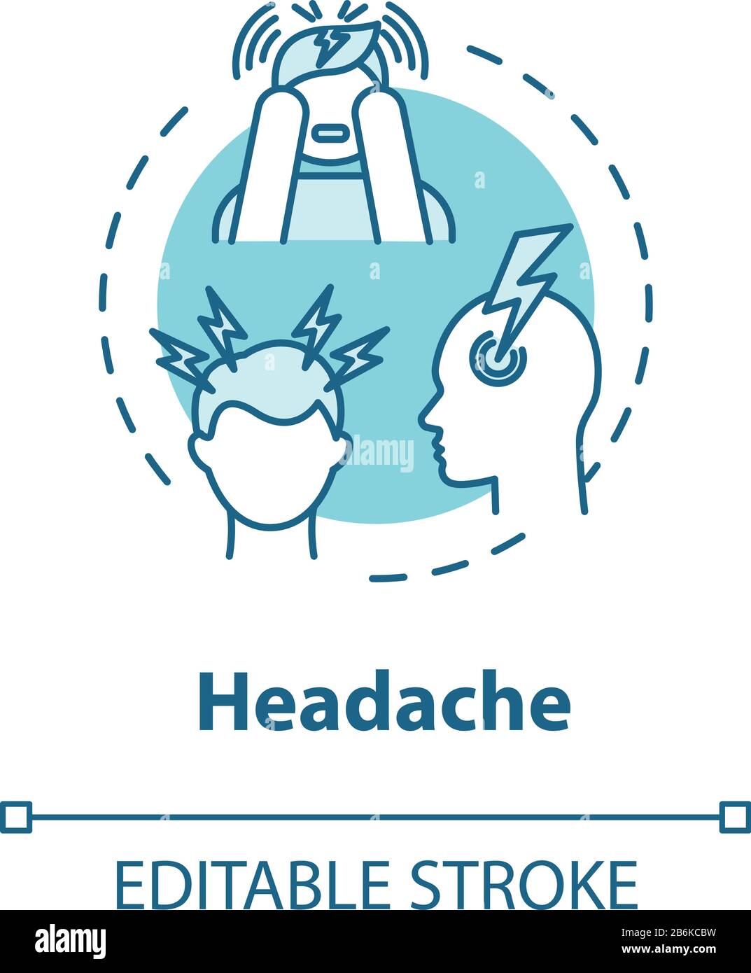 Headache concept icon. Flu infection. Migraine pain. Trouble and stress