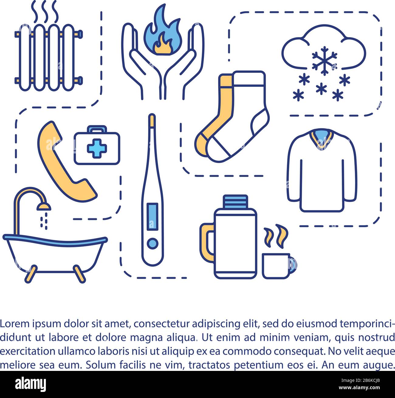 Frostbite treatment concept icon with text. First aid, human body