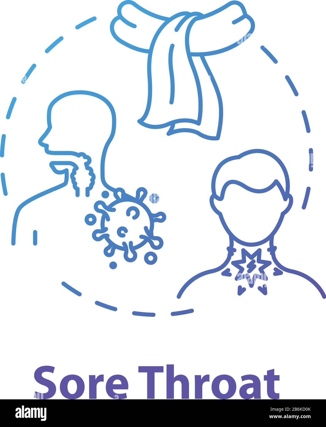 Sore throat concept icon. Influenza sign. Respiratory illness