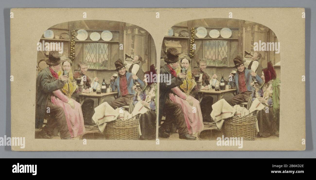 People drinking in a pub on St Patrick's Day Scenes of Irish Life stpatrick's Day Drowning the Shamrock (title object) Drinking men in a pub on St. Patrick's DayScenes or Irish Life. St.Patrick's Day Drowning the Shamrock (title object) Property Type: Stereo picture Item number: RP-F F10671 Manufacturer : Photographer: anonymous Date: 1852 - 1863 Material: cardboard paper Technique: albumen print / hand color dimensions: Secondary medium: h 84 mm × b 173 mm Subject: periodic celebrations, popular feast sinn, coffee-house, public house, etc. Stock Photo