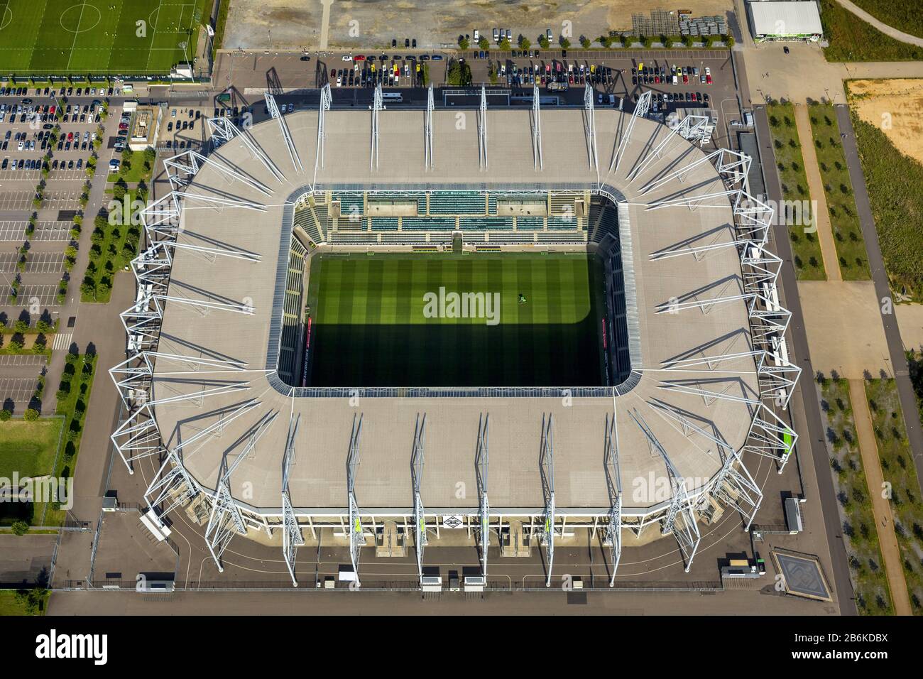 , Borussia-Park Stadium of the football team Borussia Monchengladbach, aerial view, 12.08.2014, Germany, North Rhine-Westphalia, Moenchengladbach Stock Photo