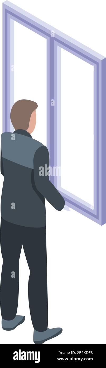Room window installation icon, isometric style Stock Vector