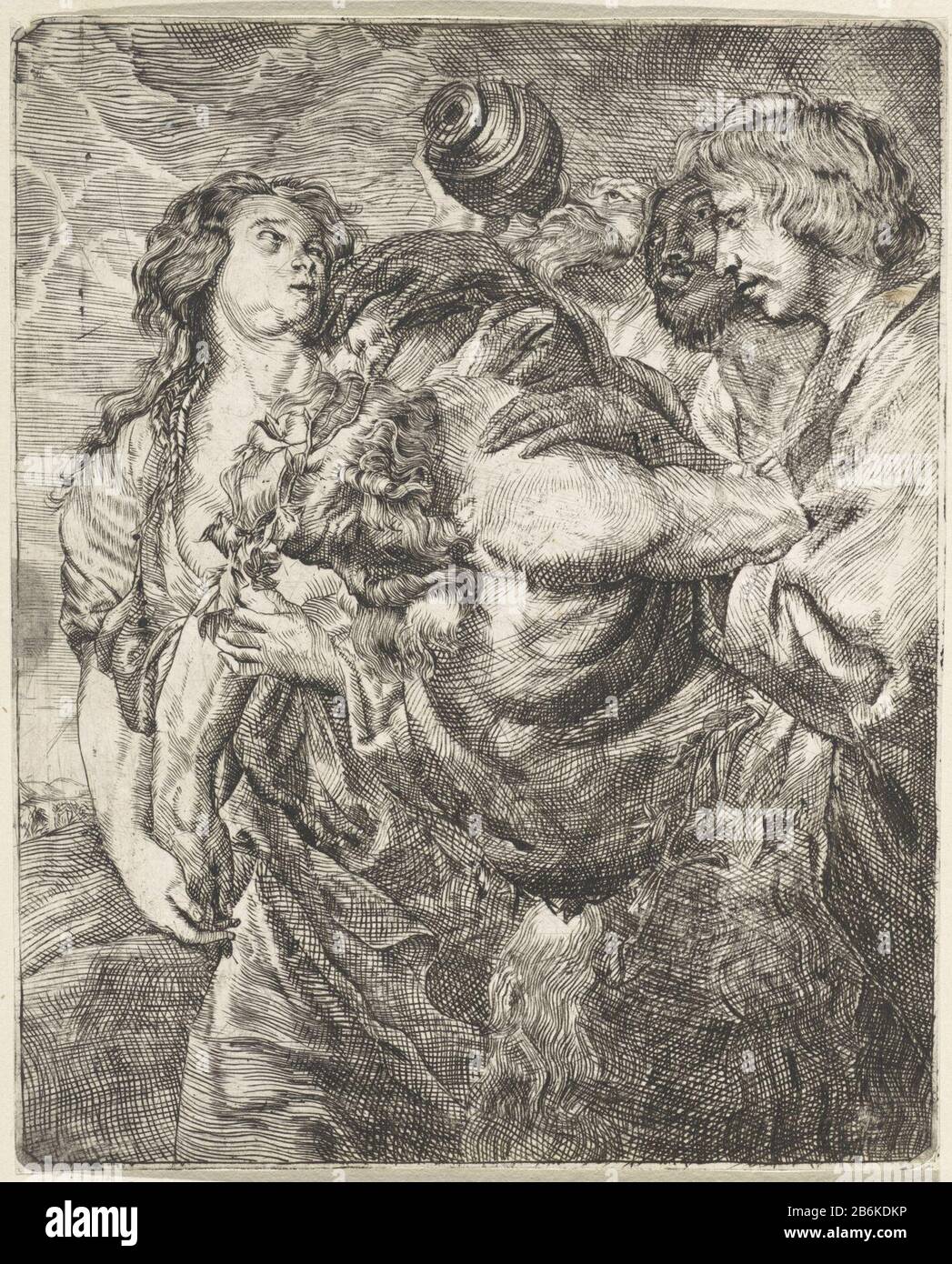 Drunken Silenus Drunken Silenus is bent. In his hair he ivy. He is supported by a maenad and some male followers of Bacchus. One of them drinking from a kruik. Manufacturer : printmaker: anonymous to print by: Schelte Adamsz. Bolswertnaar design: Anthony van Dyck Place manufacture: Netherlands Date: 1615 - 1691 Physical features: car material: paper Technique: engra (printing process) Dimensions: plate edge: H 266 mm × W 215 mm Subject: (story of) Silenus Stock Photo