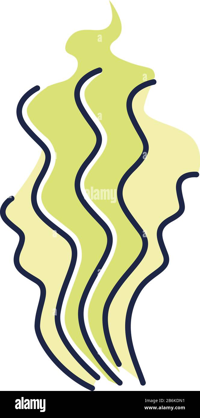 Bad smell green RGB color icon. Stinky scent. Toxic gas, stench