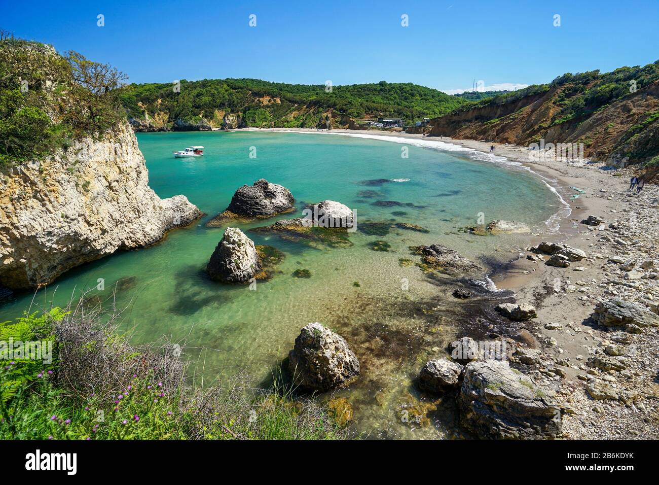 View of Kilimli Beach in Agva. Agva is a populated place and resort destination in the Sile district of Istanbul Province, Turkey. Stock Photo