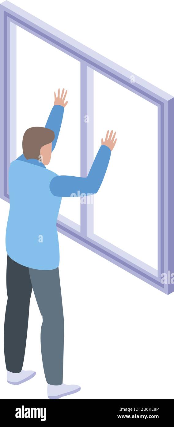 Plastic window installation icon, isometric style Stock Vector