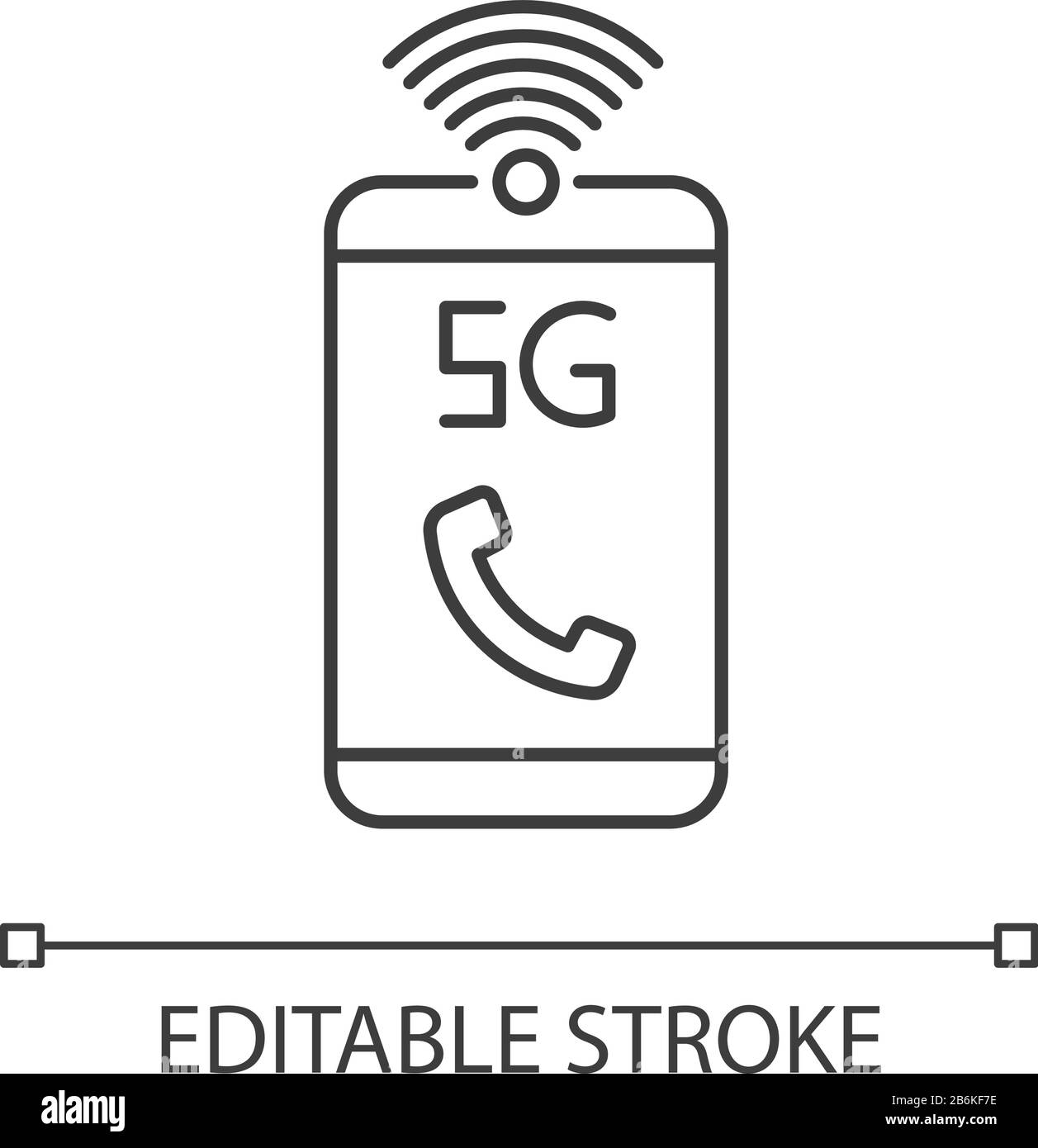 5G mobile network pixel perfect linear icon. Improved standard for phone calls, voice messages. Thin line customizable illustration. Contour symbol Stock Vector