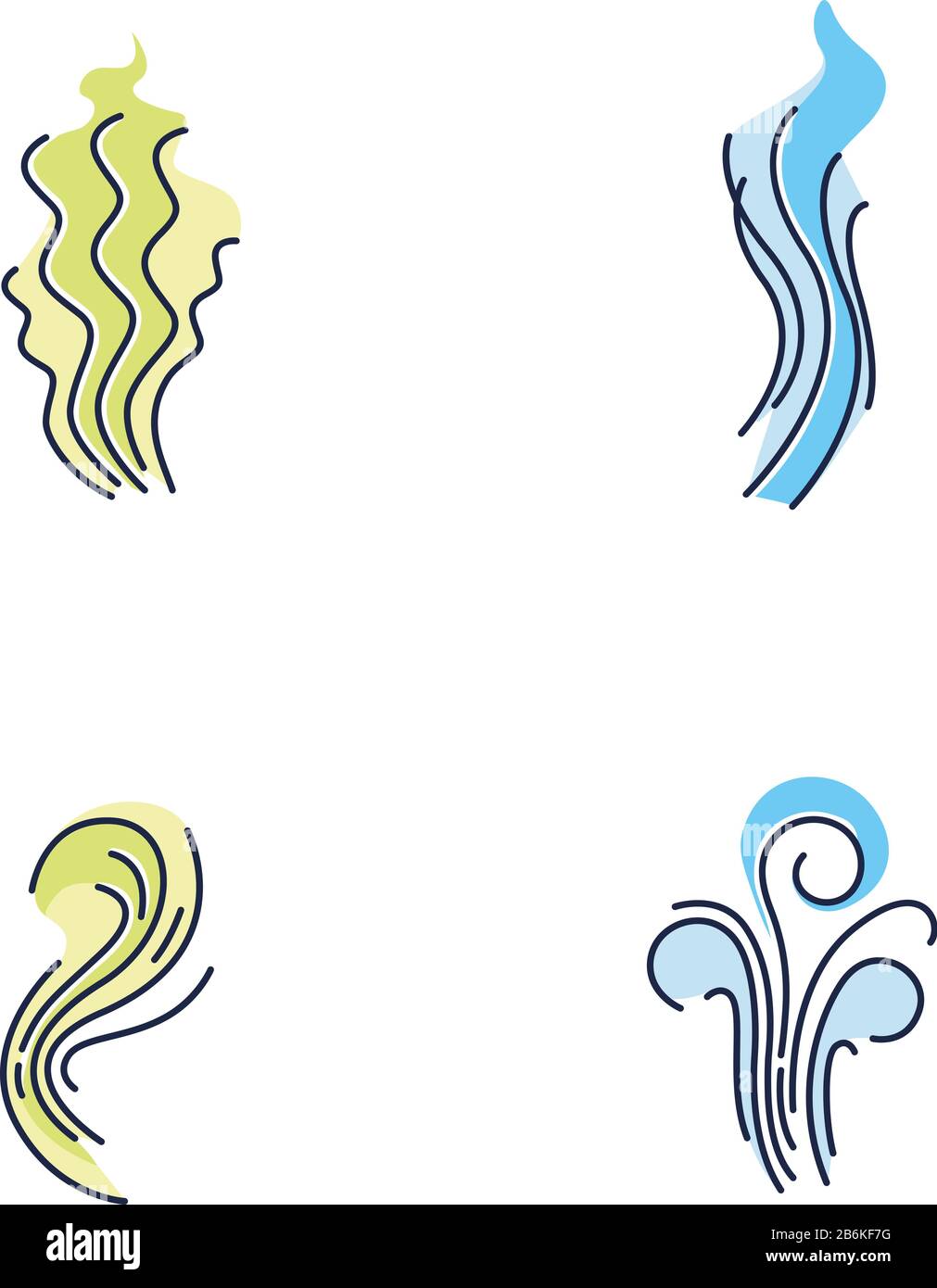 Smell blue and green RGB color icons set. Good and bad scent. Fluid ...
