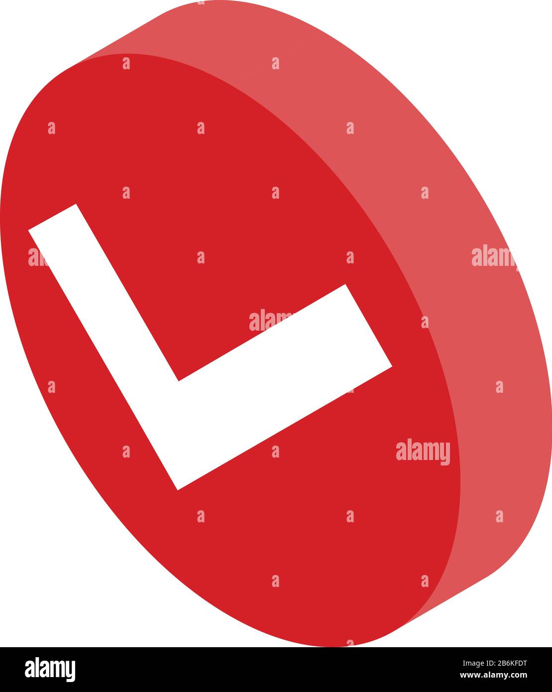 Red approved sign icon, isometric style Stock Vector