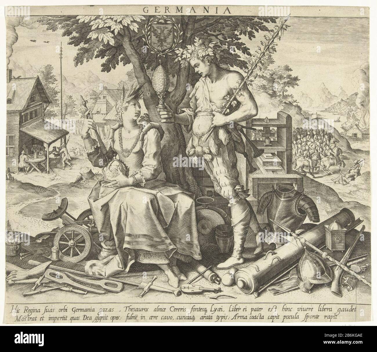 Germania Sits Under A Tree With The Imperial Crown In Her Lap In Addition To Its State Bacchus With A Cup In His Hand Lying On The Ground Objects That Symbolize Germany
