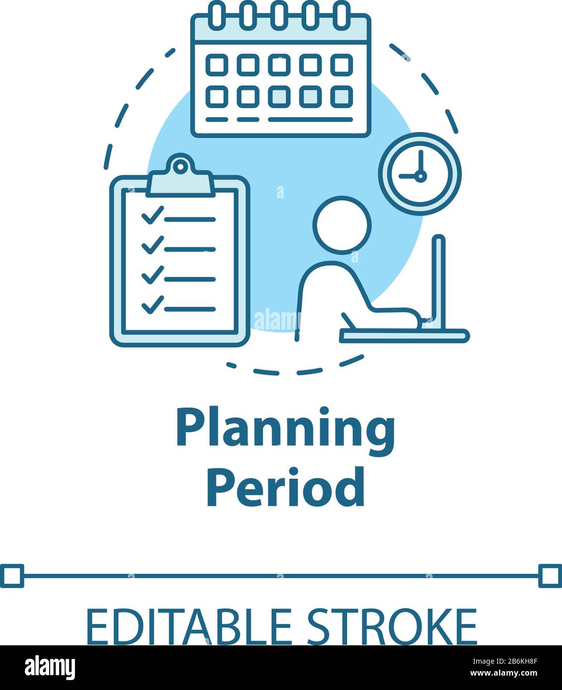 Planning period concept icon. Selfbuilding businessman. Goal progress