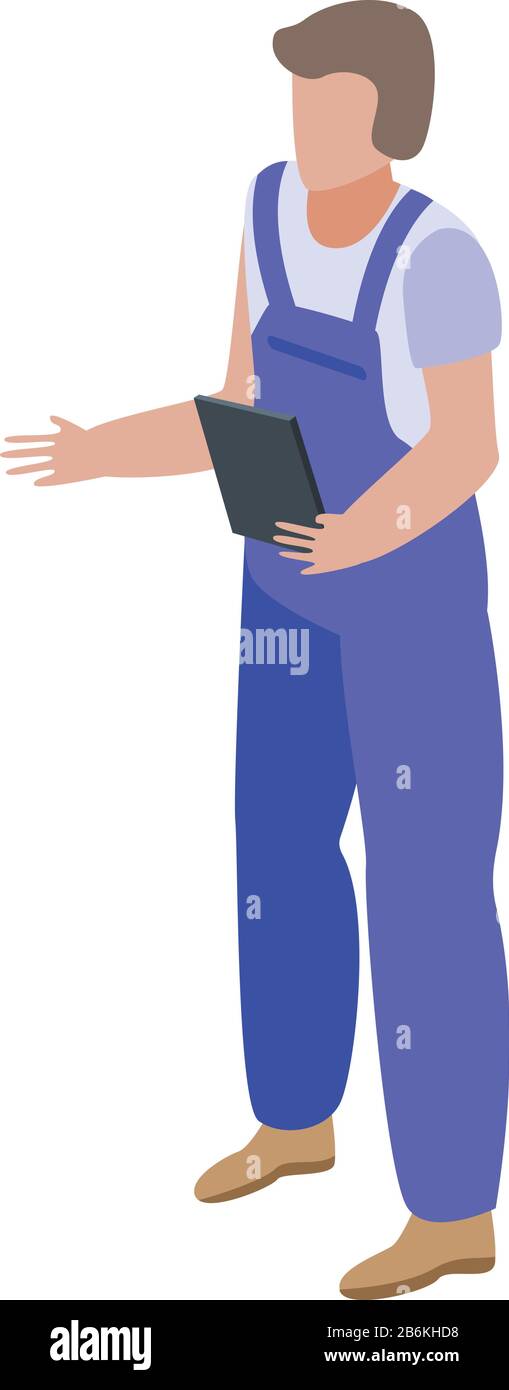 Window installation worker icon, isometric style Stock Vector