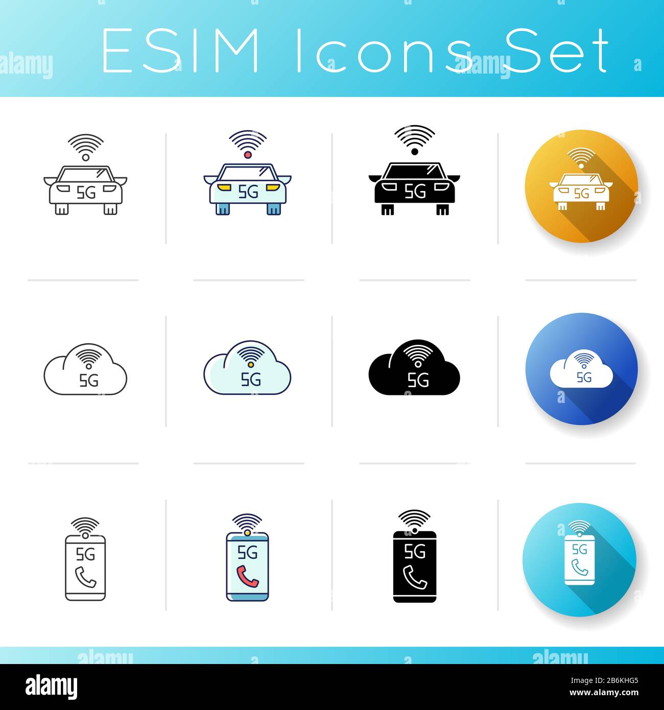 5G technology icons set. Mobile cellular network. Fast Internet ...