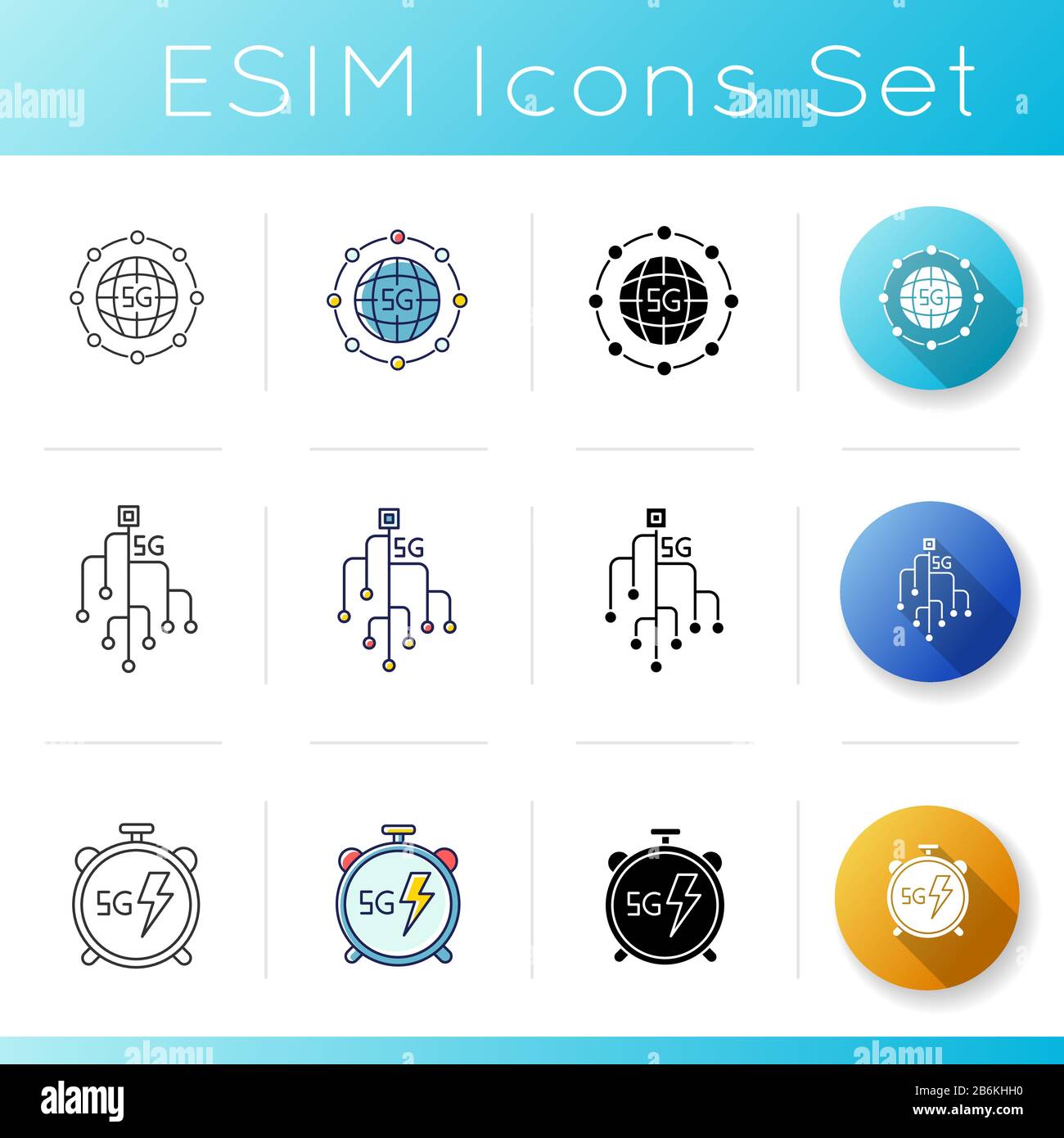 5G technology icons set. Mobile cellular network. Fast Internet ...