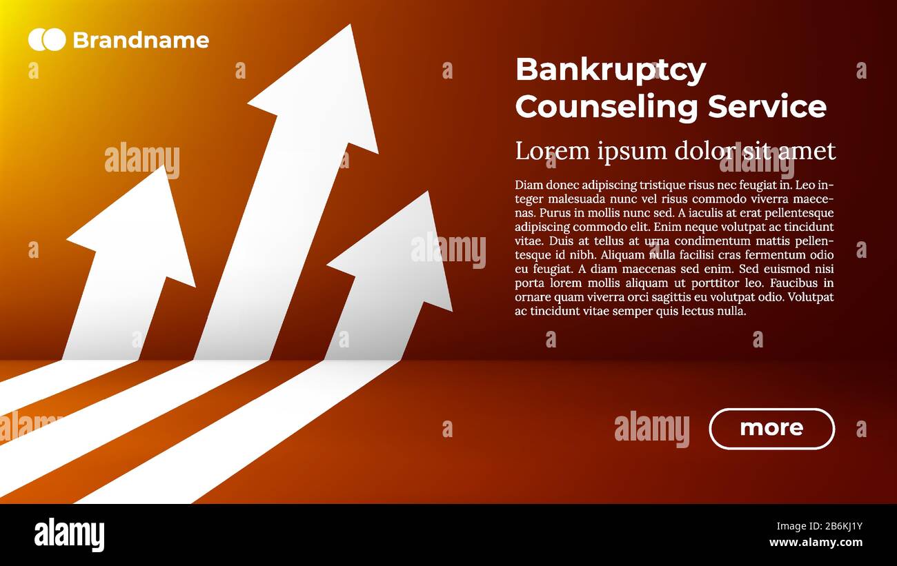 BANKRUPTCY COUNSELING SERVICE - Web Template in Trendy Colors. Business Arrow Target Direction to Growth and Success. Modern Vector Illustration or Design Template. Stock Vector