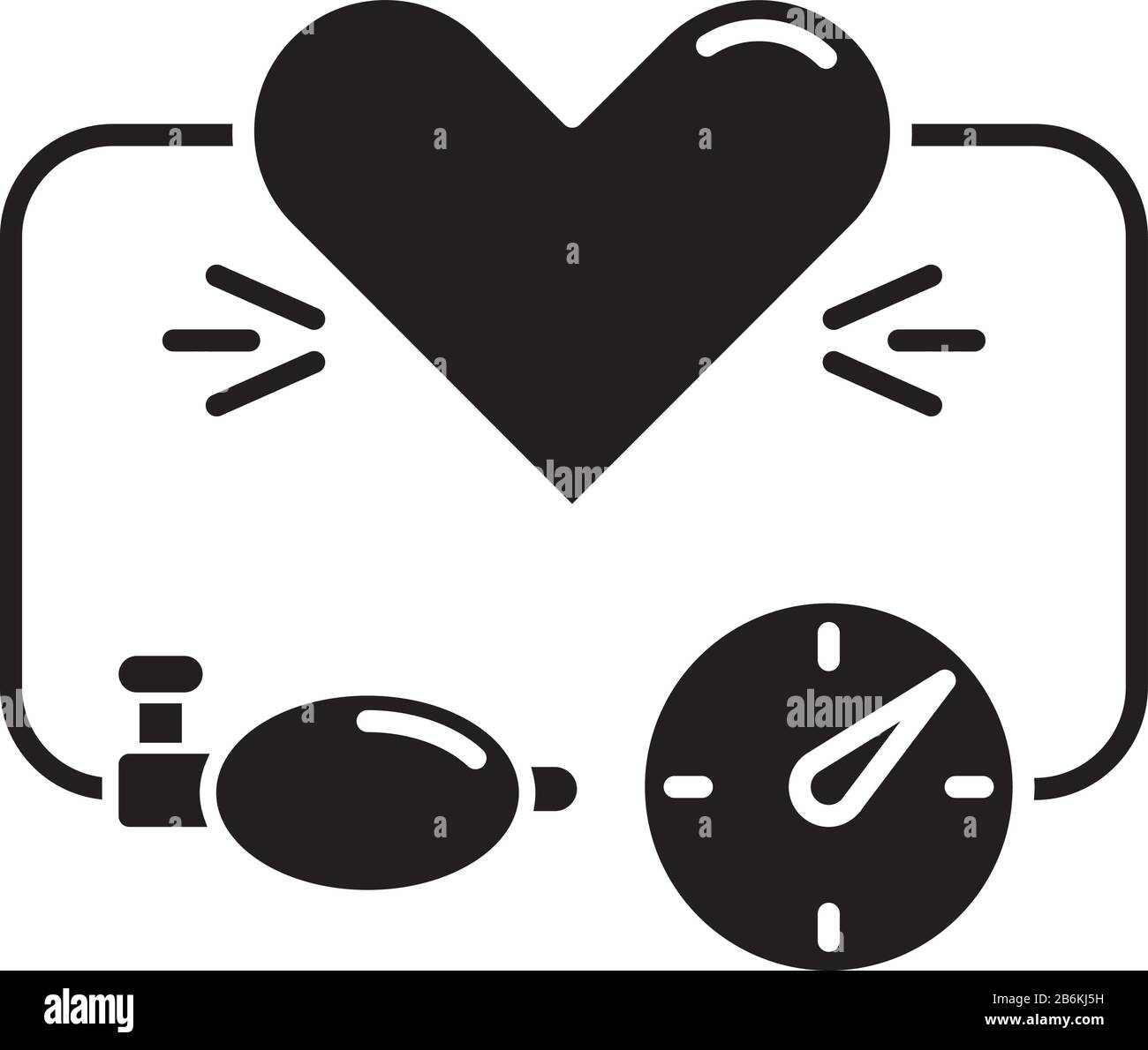 High blood pressure black glyph icon. Arterial pressure measure