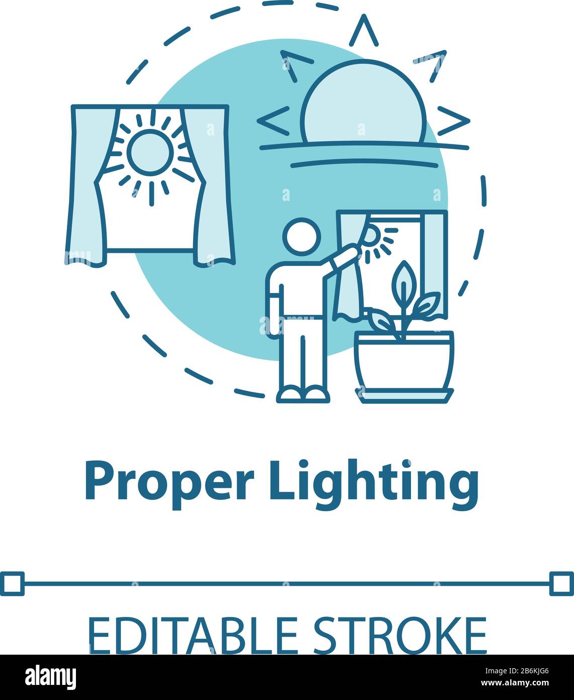 Proper lighting concept icon. Photosynthesis. Home gardening. Herbs