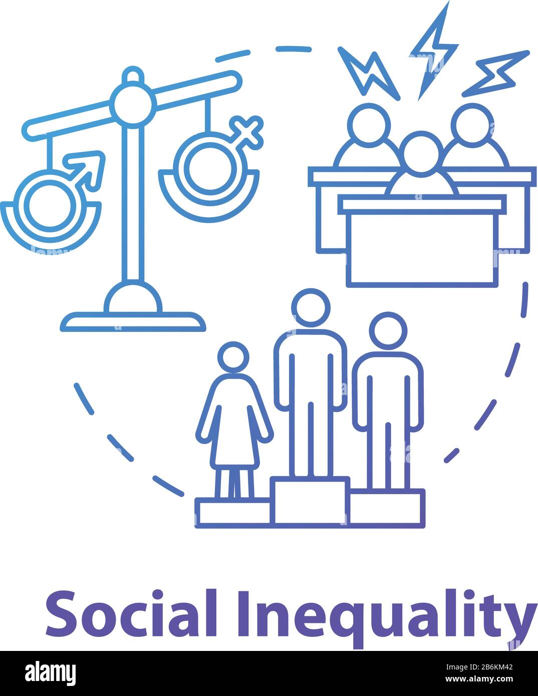 Social Inequality Blue Concept Icon Unequal Opportunities Career Barrier Sexism Human Rights 2106