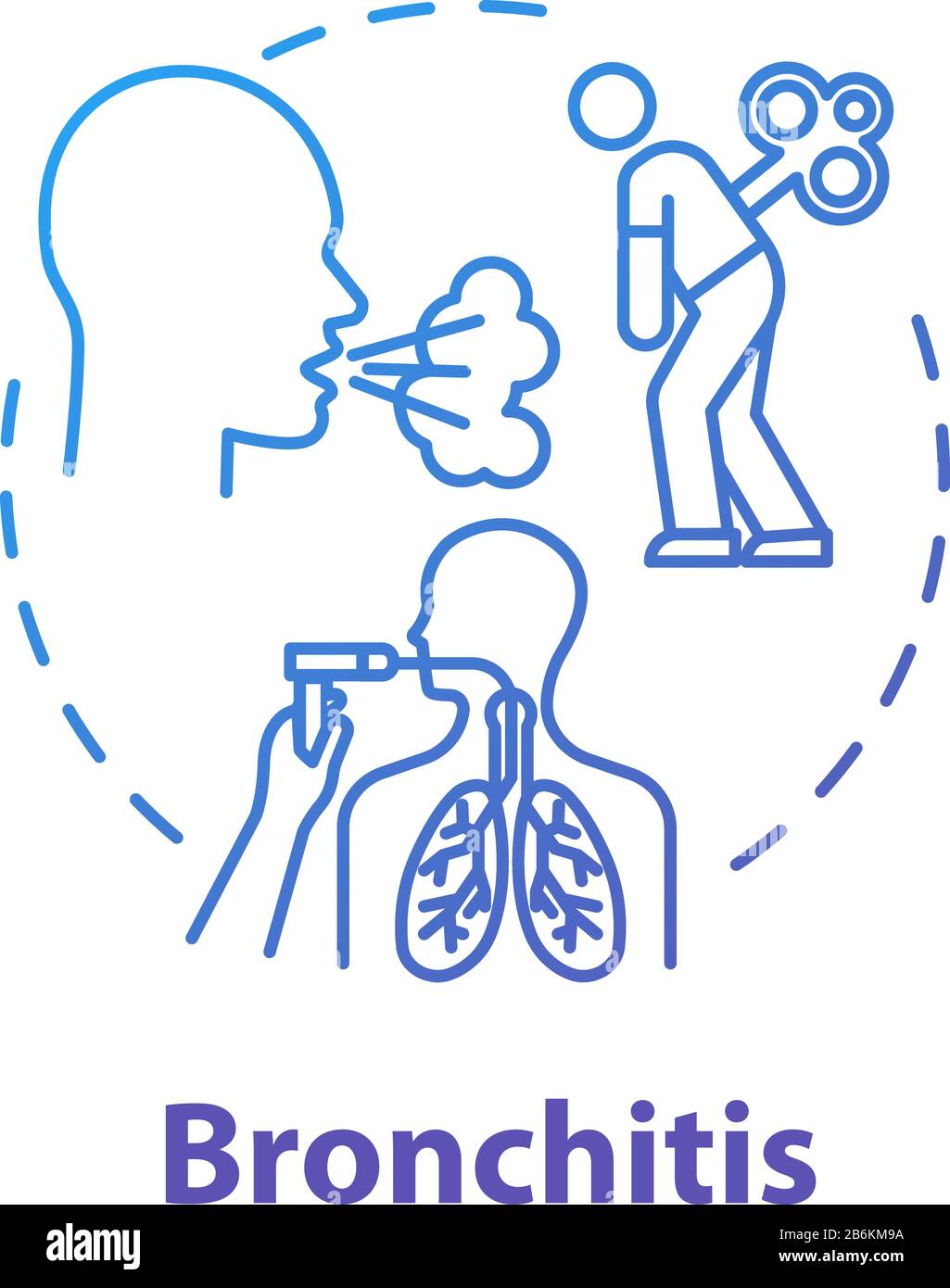 Bronchitis concept icon. Exhaustion from sickness. Lung disease