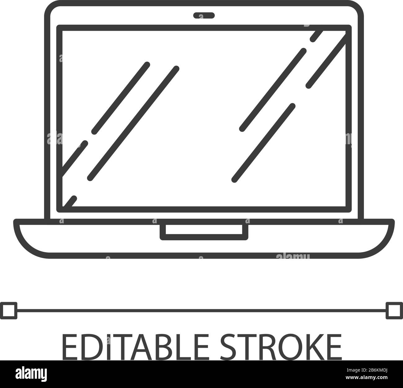 Open laptop pixel perfect linear icon. Portable computer. Compact gadget. Netbook, notebook. Thin line customizable illustration. Contour symbol Stock Vector