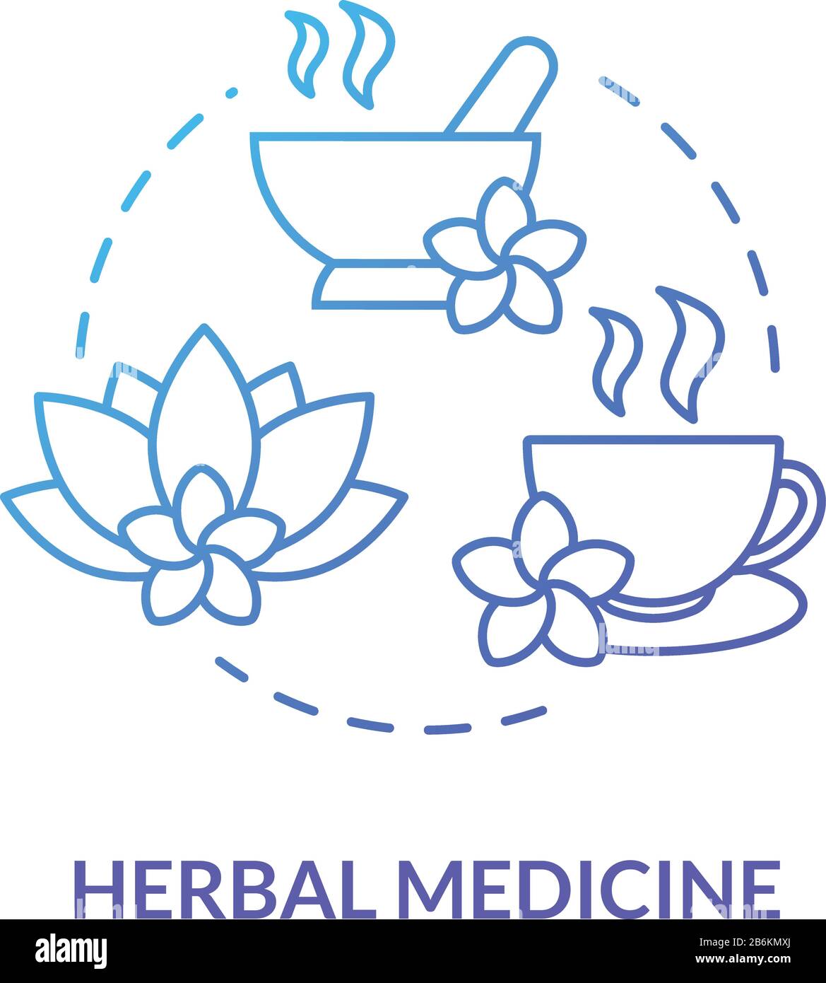 Herbal medicine concept icon. Alternative therapy, herbalism idea thin line illustration. Traditional treatment with medicinal plants, naturopathy Stock Vector
