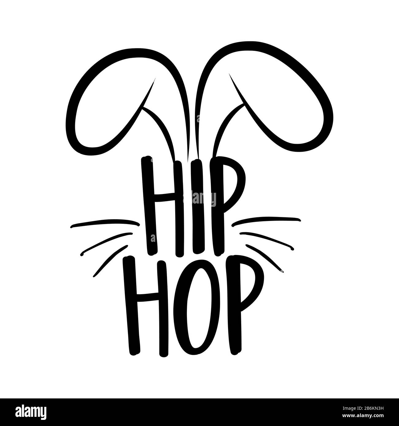 Hip Hop - Cute bunny design, funny hand drawn doodle, cartoon Easter rabbit. Good for children's book, poster or t-shirt textile graphic design. Vecto Stock Vector