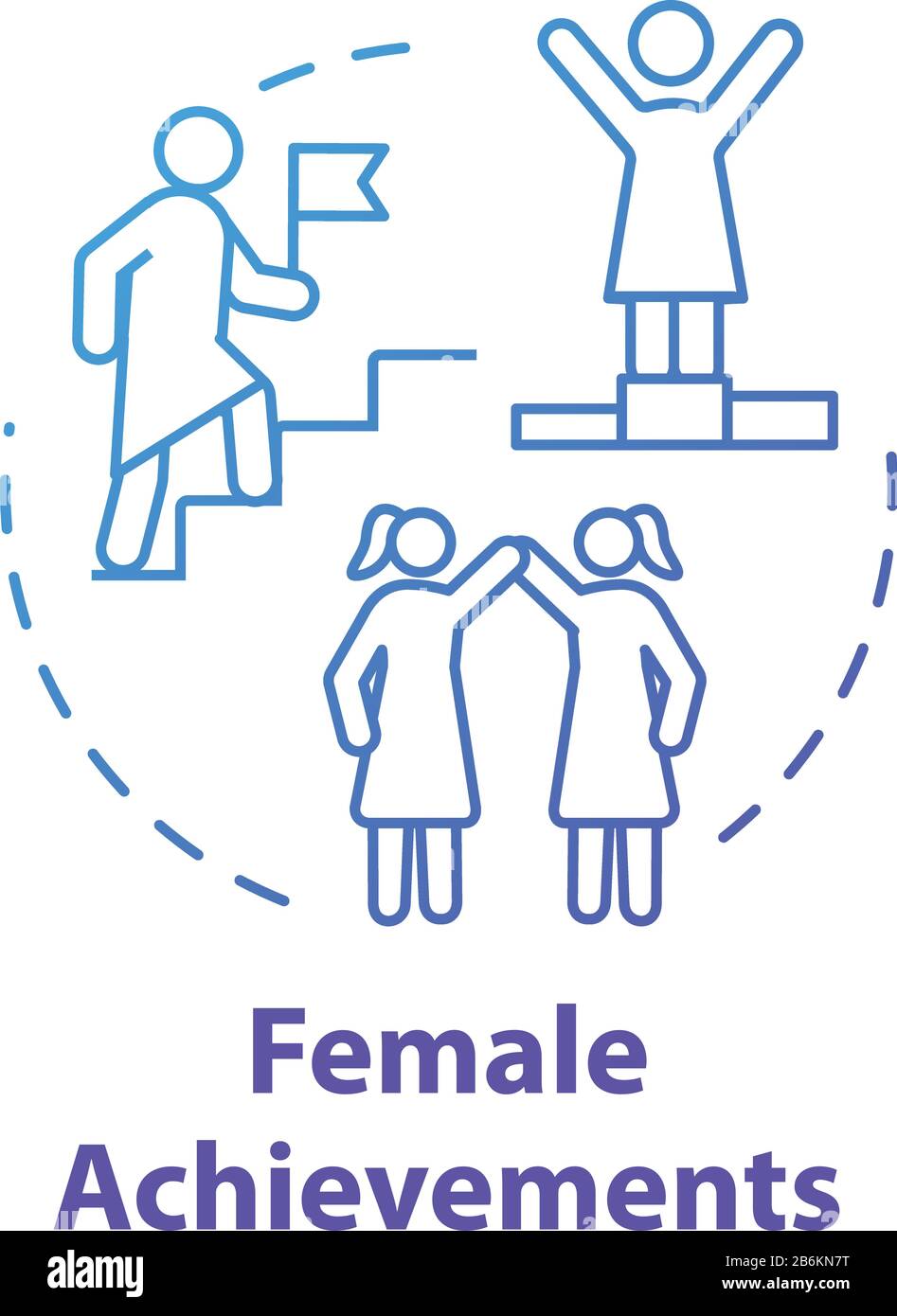 Female achievements blue concept icon. Womens accomplishments ...