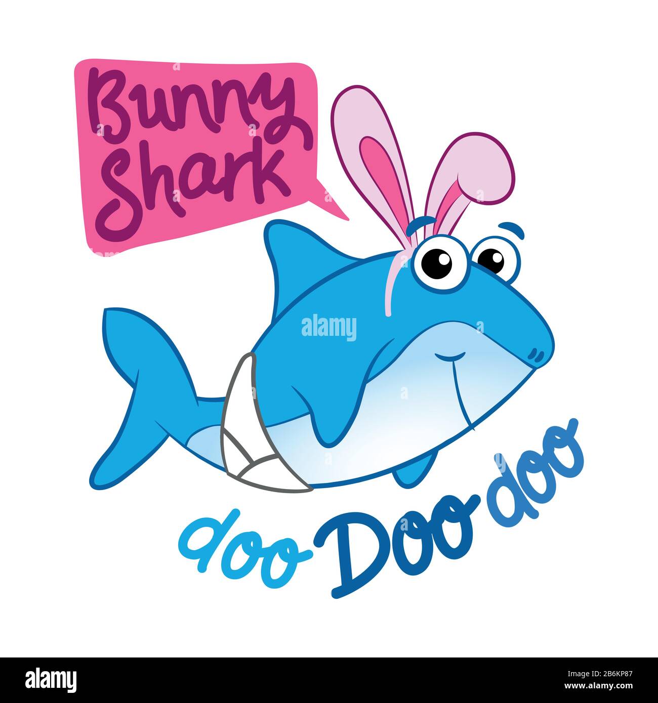 Bunny Shark, doo doo doo - T-Shirts, Hoodie, Tank, gifts. Vector illustration text for Easter Day. Inspirational quote card, invitation. Love calligra Stock Vector