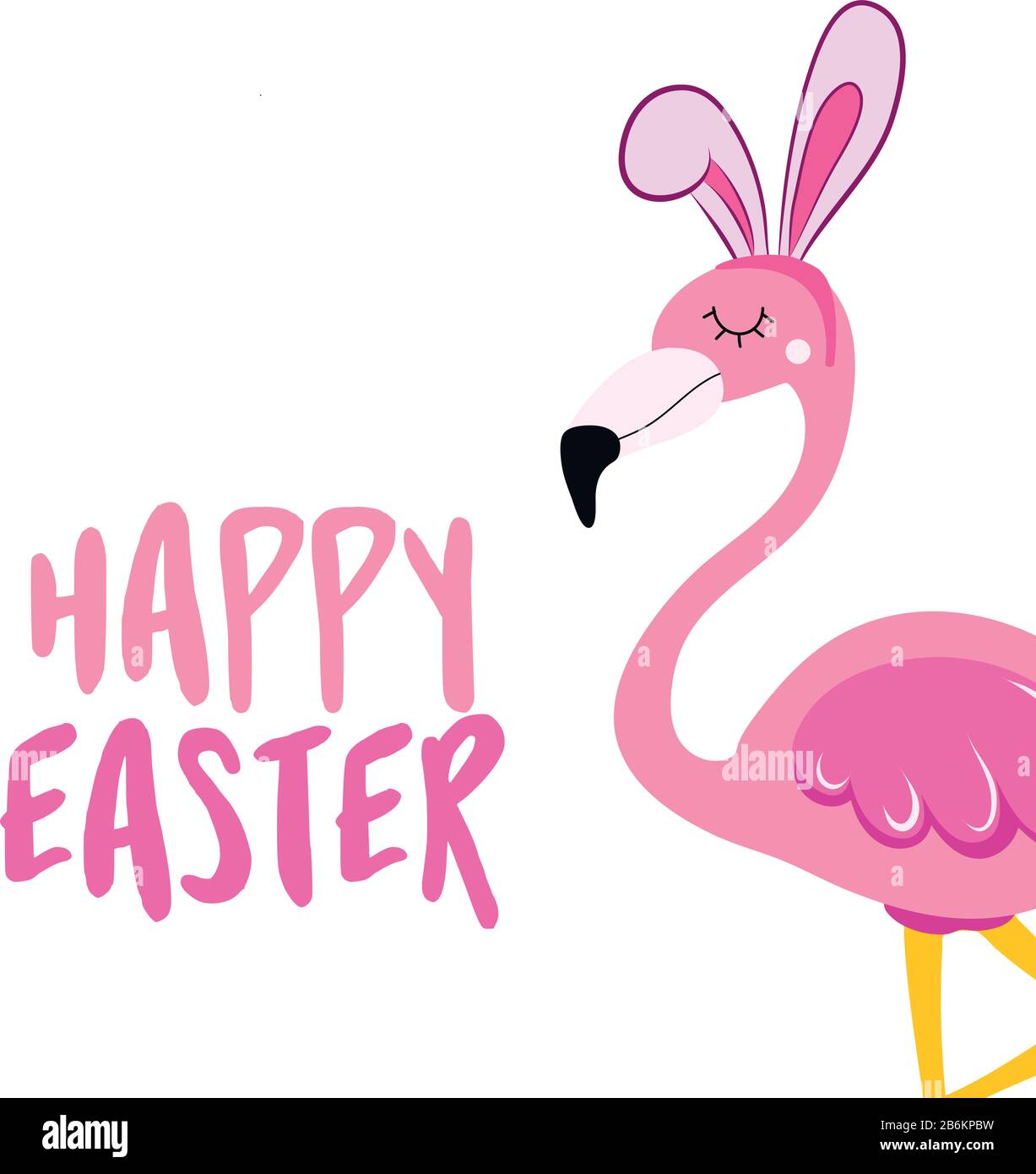 Happy Easter Text With Beautiful Pink Flamingo With Easter Bunny Ears Easter Day Inspirational Quote Card Invitation Love Calligraphy Background Stock Vector Image Art Alamy