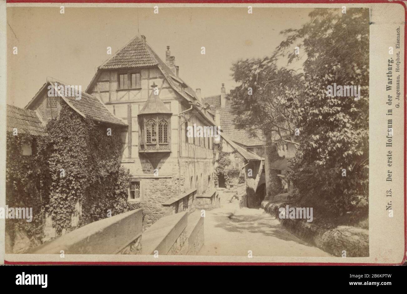 First courtyard from the Wartburg in Eisenach Der erste Hofraum in der Wartburg (title object) Part of album with 38 pictures of a trip through the Harz. Manufacturer : photographer G. Jagemann (listed property) Place manufacture: Eisenach Date: ca. 1870 - ca. 1890 Physical features: albumen print material: paper cardboard paper Technique: albumen print dimensions: photo: h 102 mm × W 150 mm Subject: traveling; tourism courtyard where: Eisenach Stock Photo