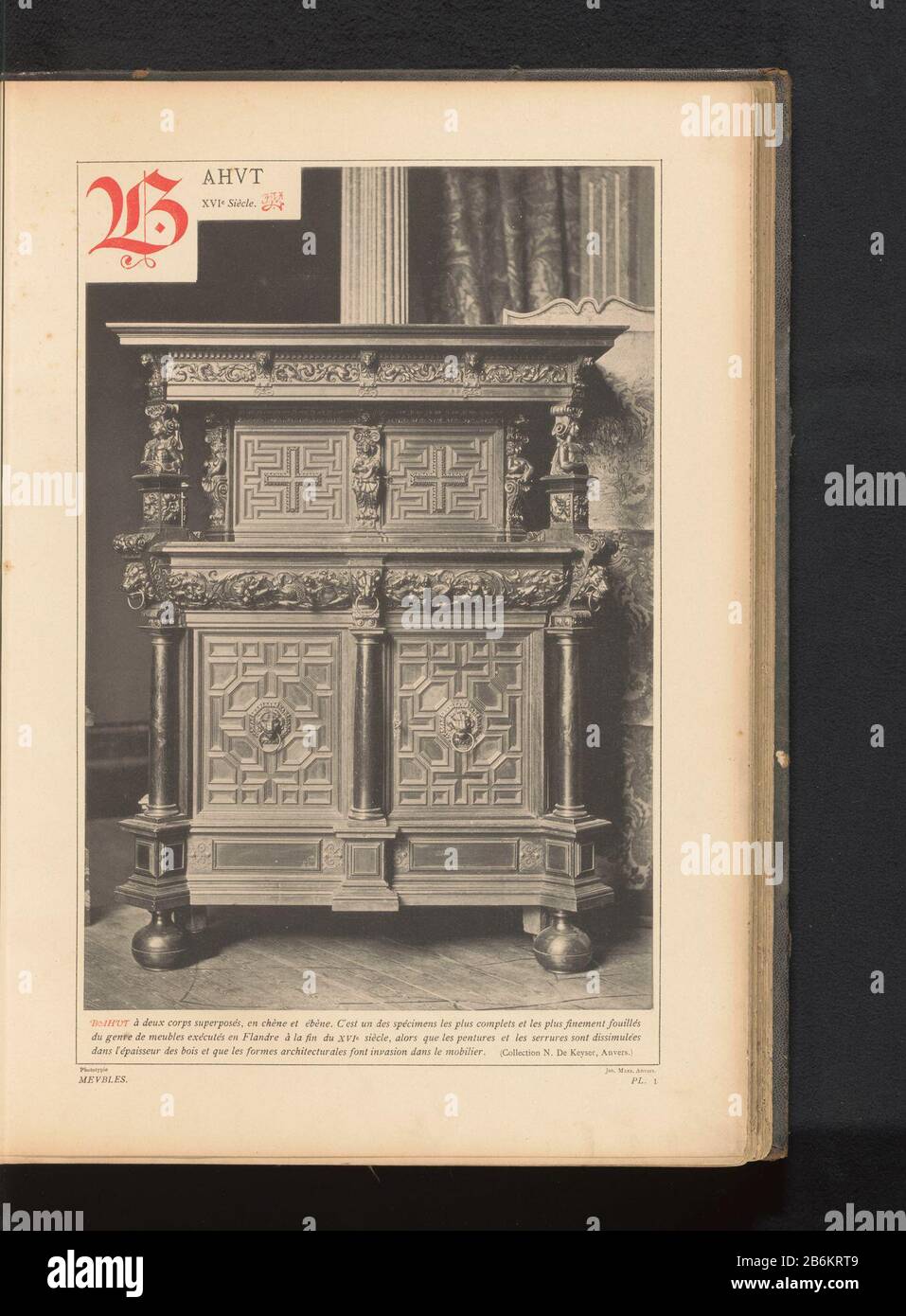 Oak and Ebony kastBahut, XVI Siecle (title object) Property Type: photomechanical print page Item number: RP-F 2001-7-1743-57 Inscriptions / Brands: inscription, recto, printed: 'Bahut à deux (...) 'inscription recto, printed:' MEUBLES. PL. 1.'monogram, recto stamped 'JJvY (Refers Where: apparently to JJ Ysendyck.) Manufacture Creator: Photographer: anoniemclichémaker Joseph Maes (possible) design by: anonymous place manufacture: Antwerp Dating: ca. 1881 - or for 1889 Material: paper Technique: copying / photolithography dimensions: print: h 341 mm × W 235 mm Subject: furniture to put things i Stock Photo