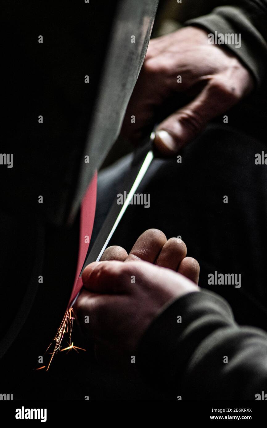 Knive sharpener in Solingen , Germany Stock Photo Alamy