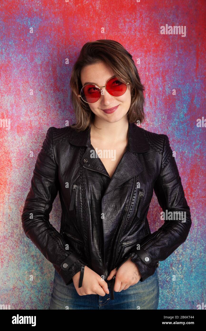 Wearing brown leather jacket hi-res stock photography and images - Alamy