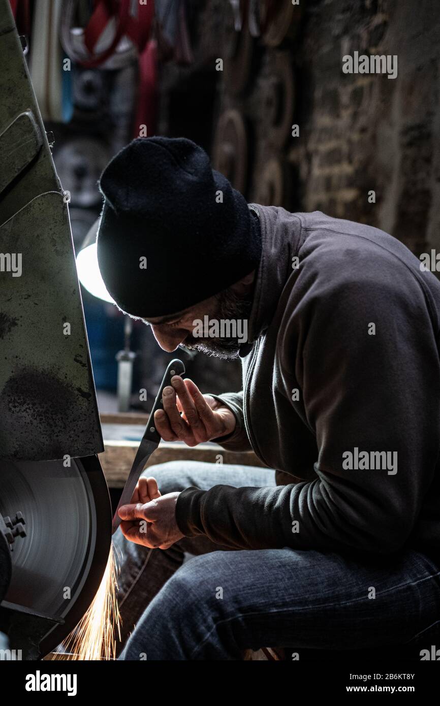 Knive sharpener in Solingen , Germany Stock Photo Alamy