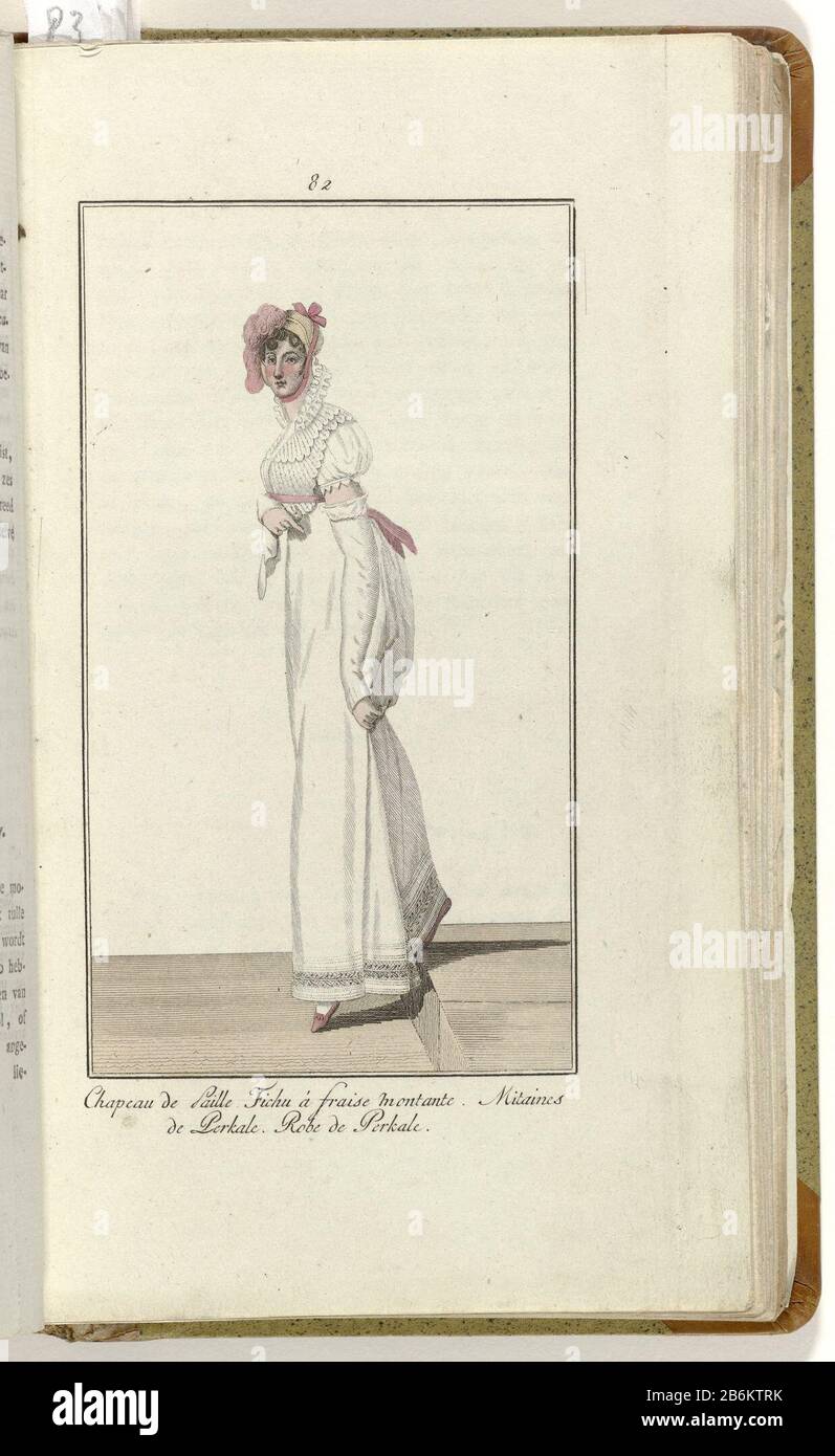 Elegantia or magazine of fashion, luxury and taste for women, July 1809,  No. 82 Chapeau de Paille (. P 224), according to the accompanying text of  Japon of cotton percale (percale). Fichu