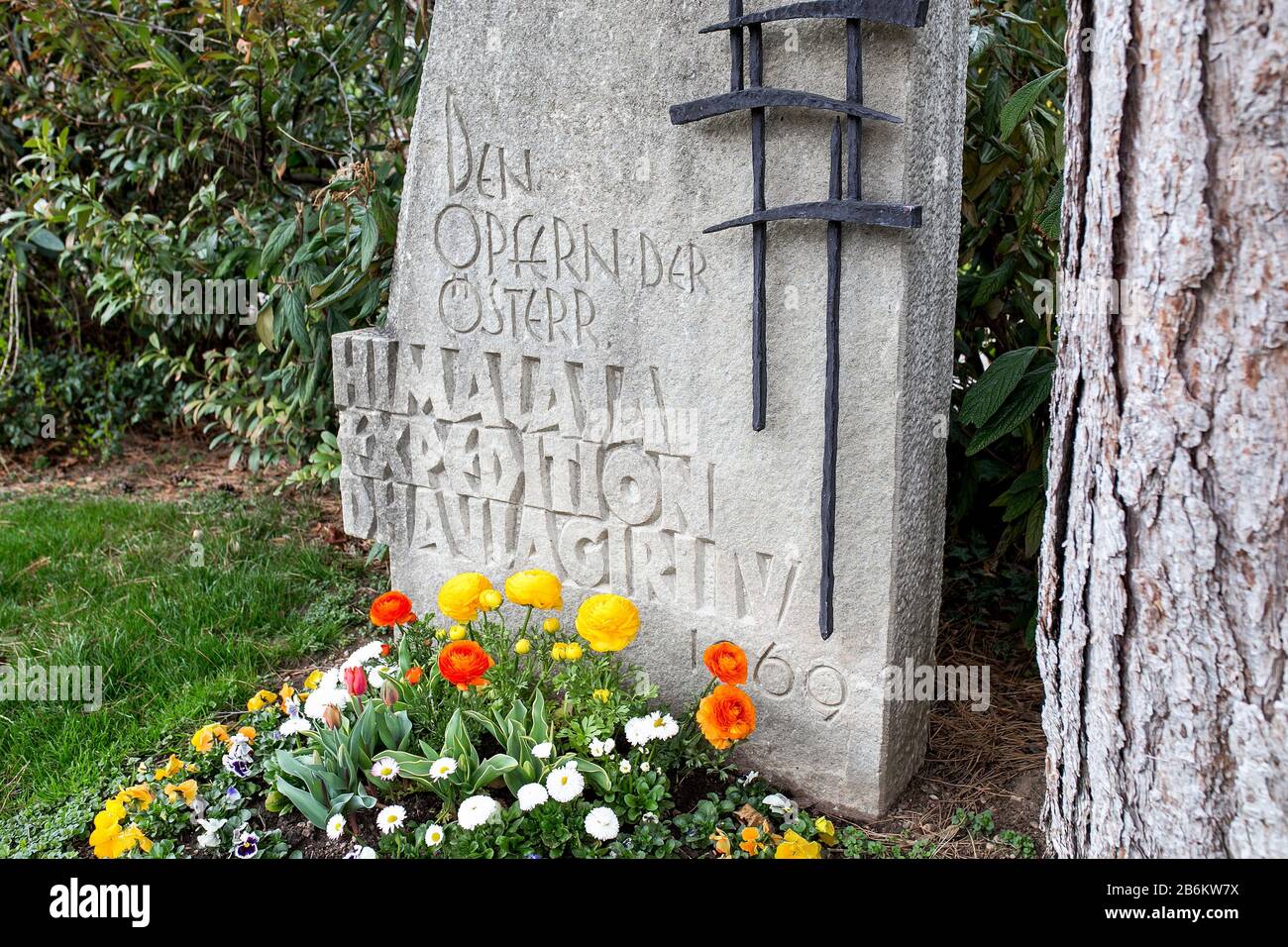 24 MARCH 2017, VIENNA, AUSTRIA: The unusual memorial tomb of dedicated to Dead alpinists in the Himalayan expedition Stock Photo