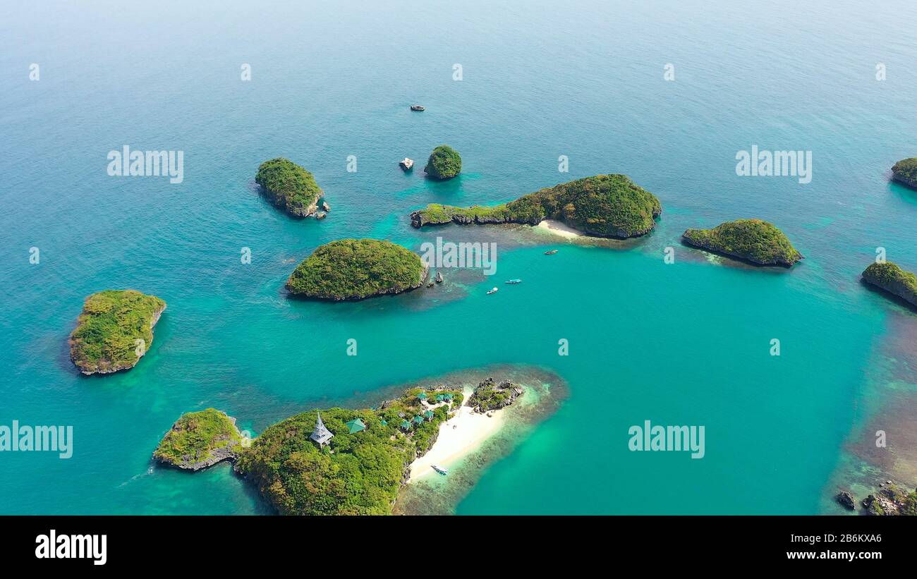 Beautiful tropical Islands with blue lagoons in the azure water of the