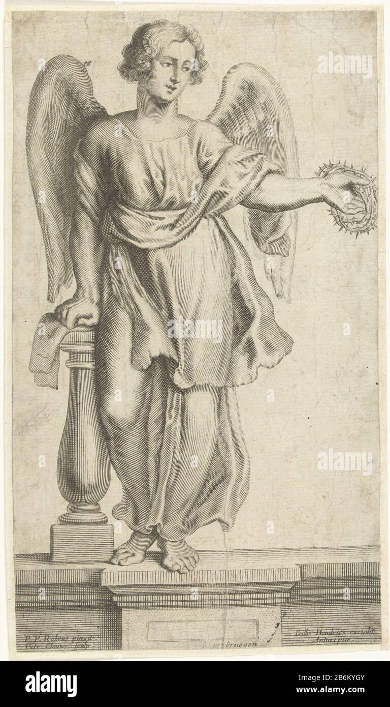 Engel met doornenkroon SS Apostolorum Iconen (serietitel) The print shows an angel. He is on a pillar. In his left hand the crown of The series of prints based