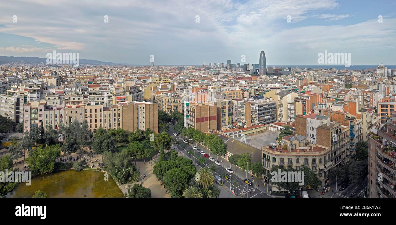 Elevated view of the city, Barcelona, Catalonia, Spain Stock Photo