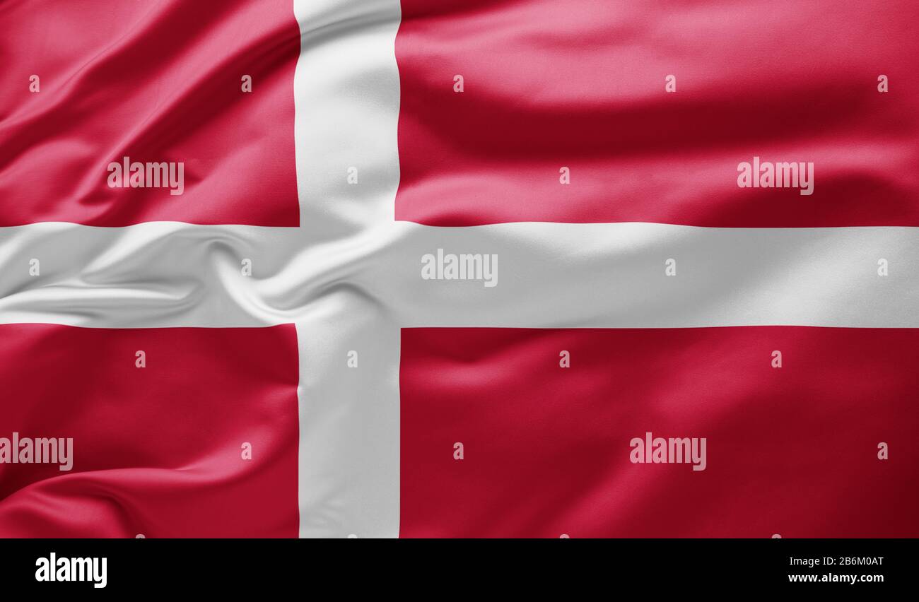 Waving national flag of Denmark Stock Photo