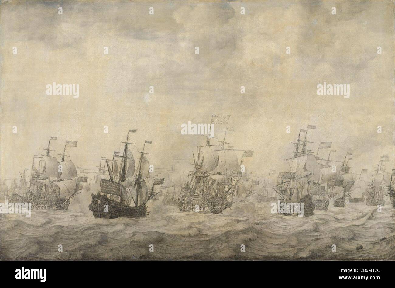 Episode uit de Vierdaagse Zeeslag, 11-14 juni 1666, in de Tweede Engelse  Zeeoorlog (1665-67), SK-A-840 Episode from the Four Days' Battle, 11-14  June 1666, during the Second Anglo-Dutch War (1665-67). Sea battle