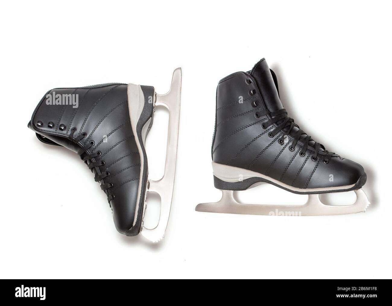 black leather ice skates isolated on white Stock Photo Alamy