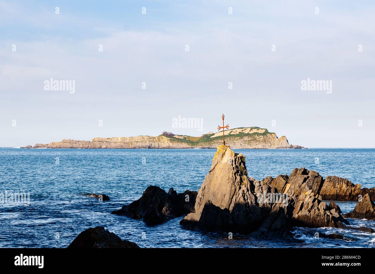 rocky island in the coast of spain Stock Photo
