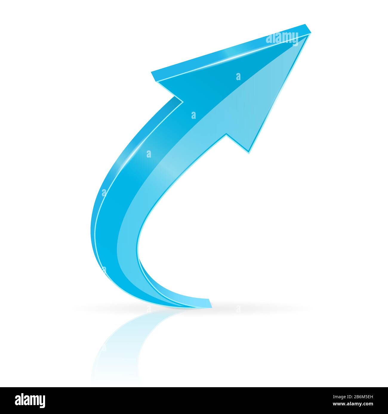 Blue UP arrow. Shiny 3d icon Stock Vector