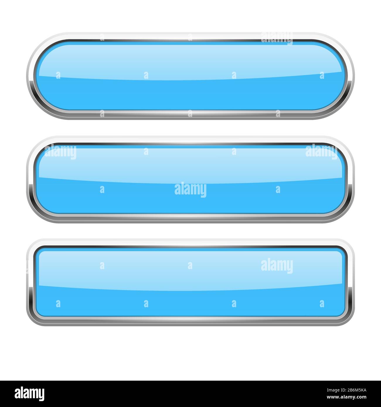 Blue glass buttons with metal frame Stock Vector