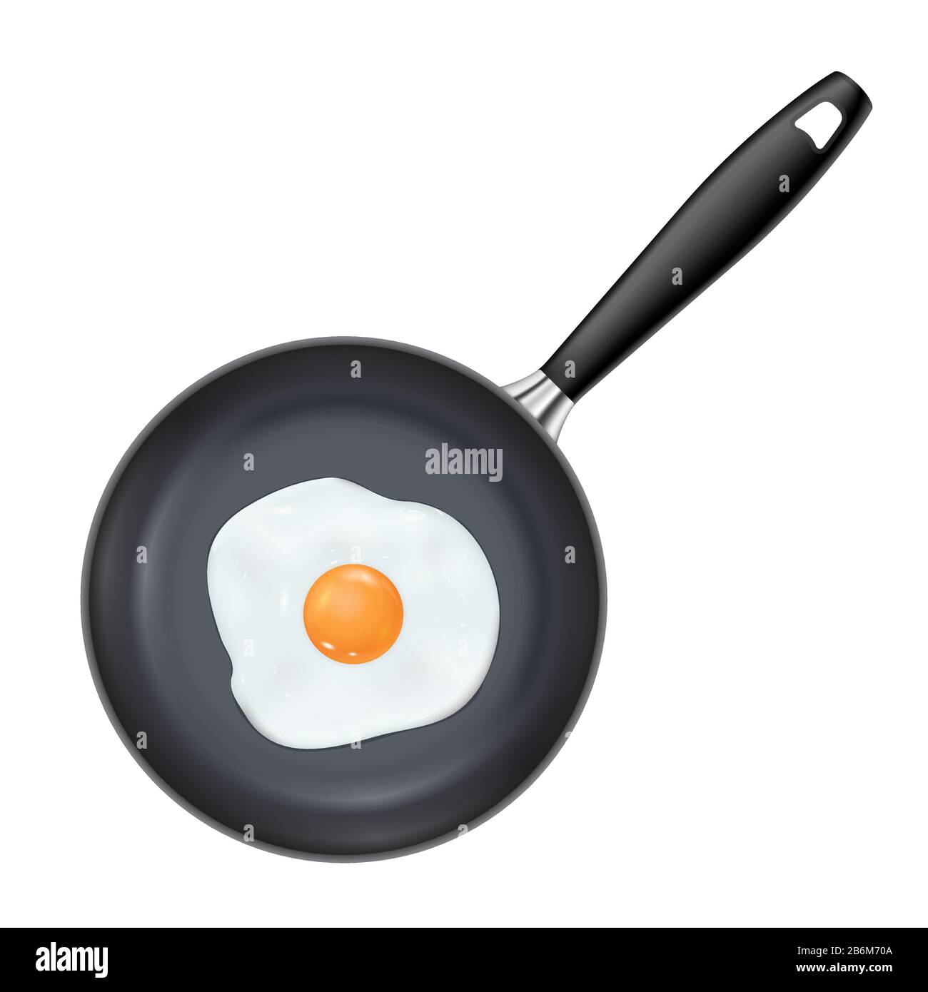 Fried egg on black frying pan Stock Vector