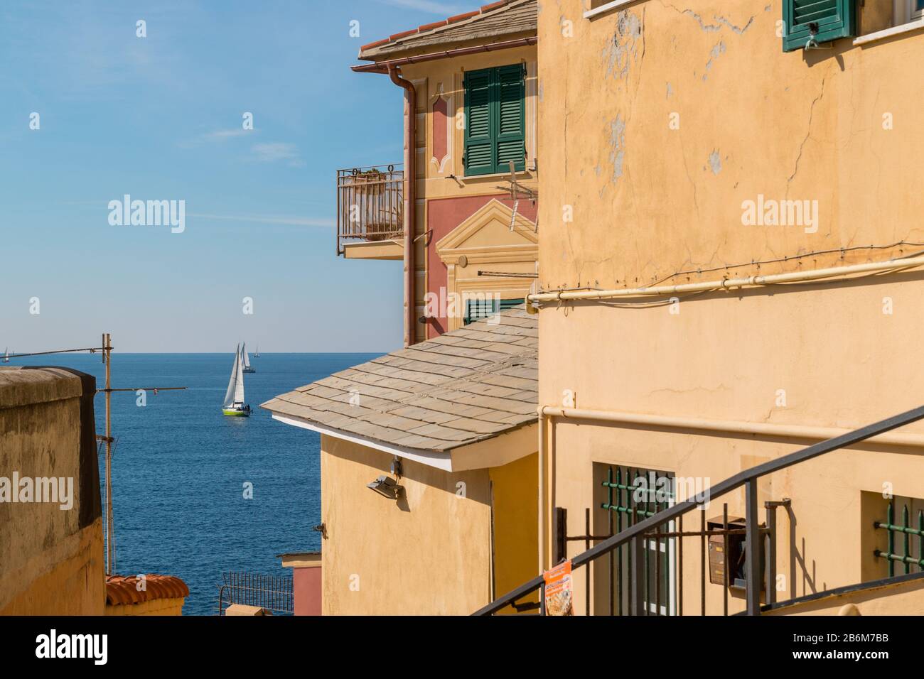 Glimpse of Genoa Boccadasse, Liguria, Ligurian Sea, Italy Stock Photo