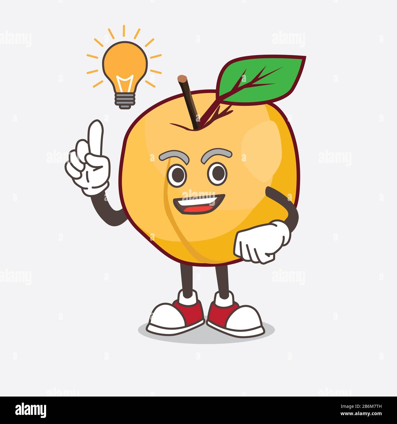 A picture of Apricot cartoon mascot character get an idea Stock Photo