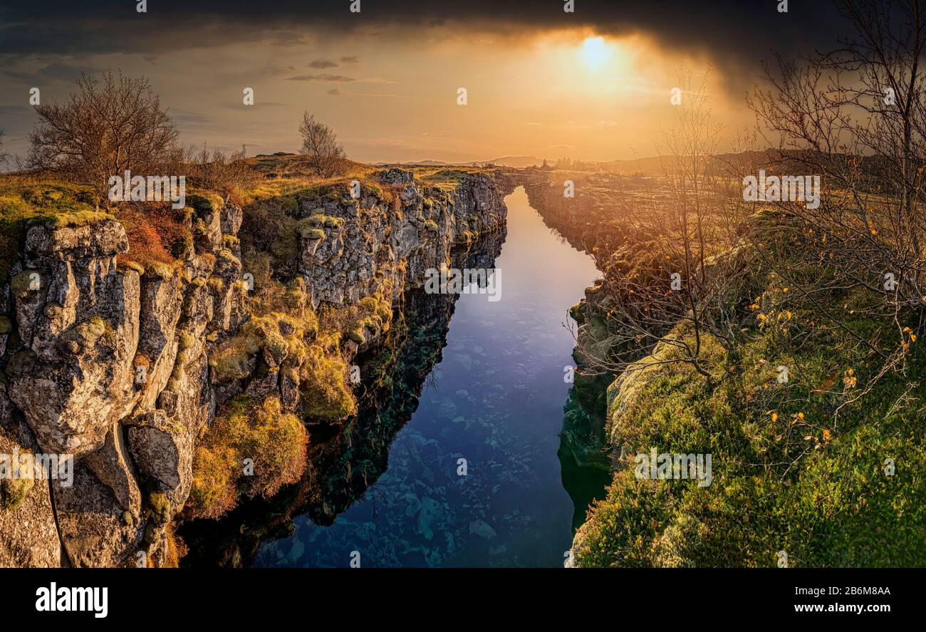 Flosagja fissure, Thingvellir National Park,Iceland Stock Photo